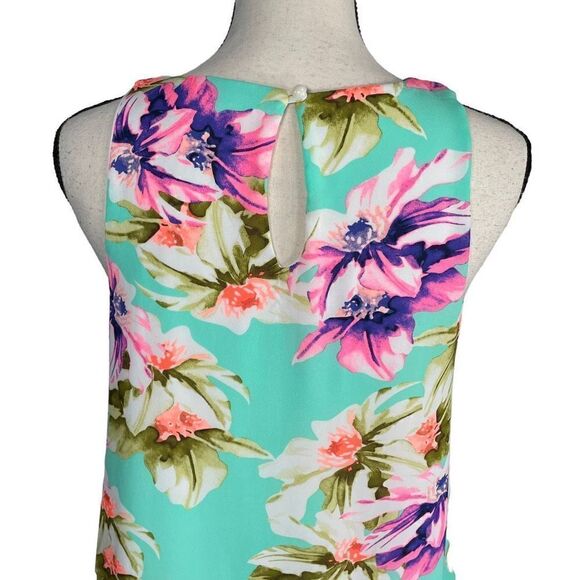 P.S. Kate Women’s Small Sleeveless Blue Floral Dress Vacation Summer - Picture 7 of 10